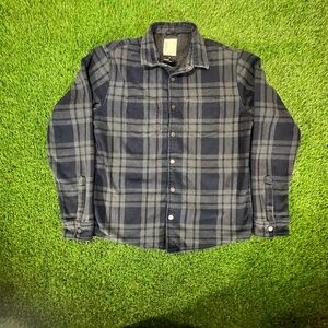 Men's Vuori Range Jacket-  Navy and Gray Plaid Lightweight Shirt Jacket - Medium